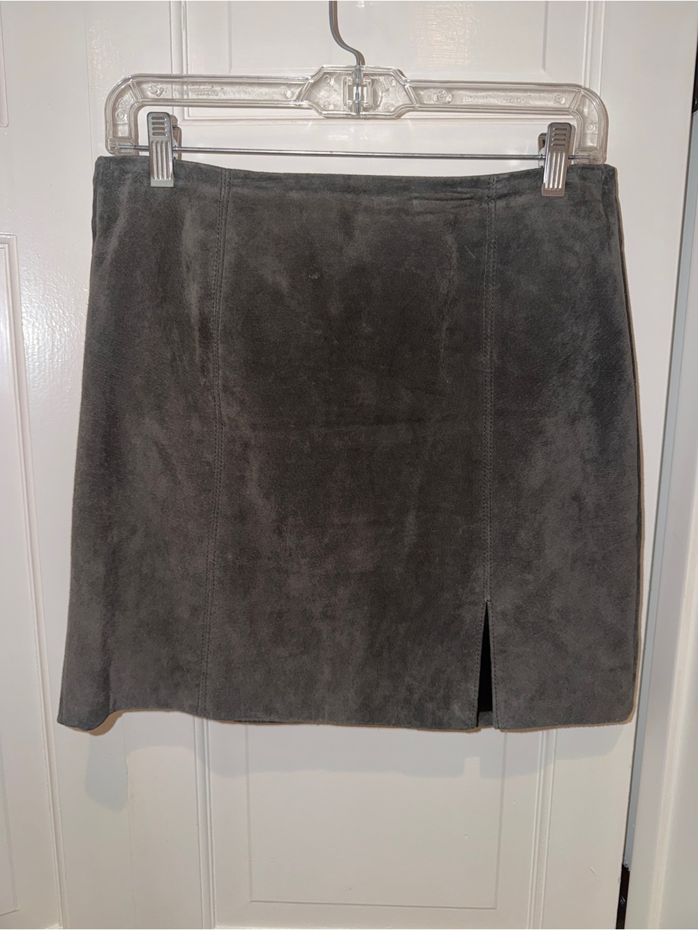 Blank NYC Grey Suede Mini Skirt with Front Slit